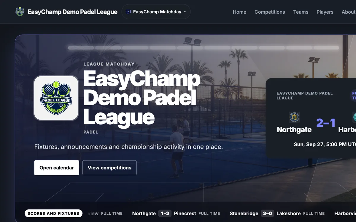 A league website built with EasyChamp