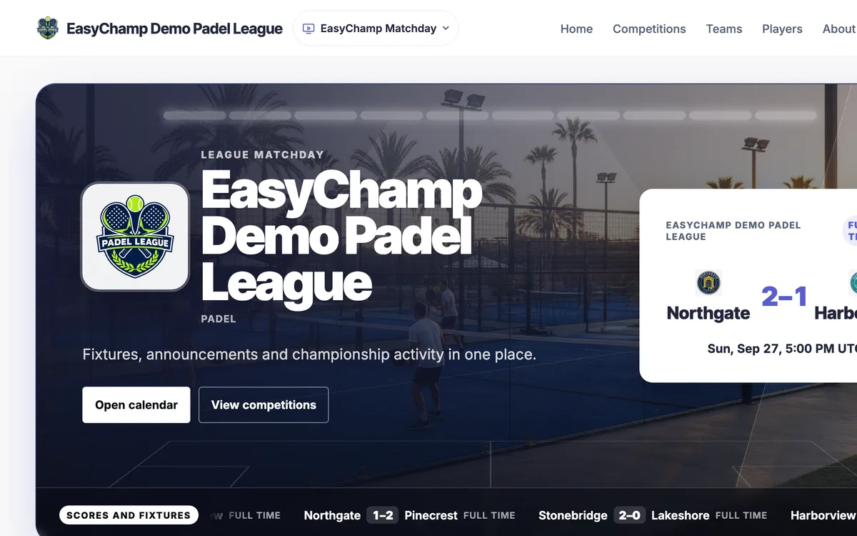 A league website built with EasyChamp