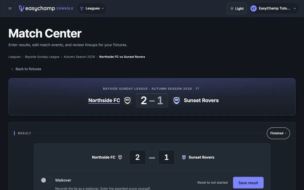 Losers drop into the losers bracket automatically