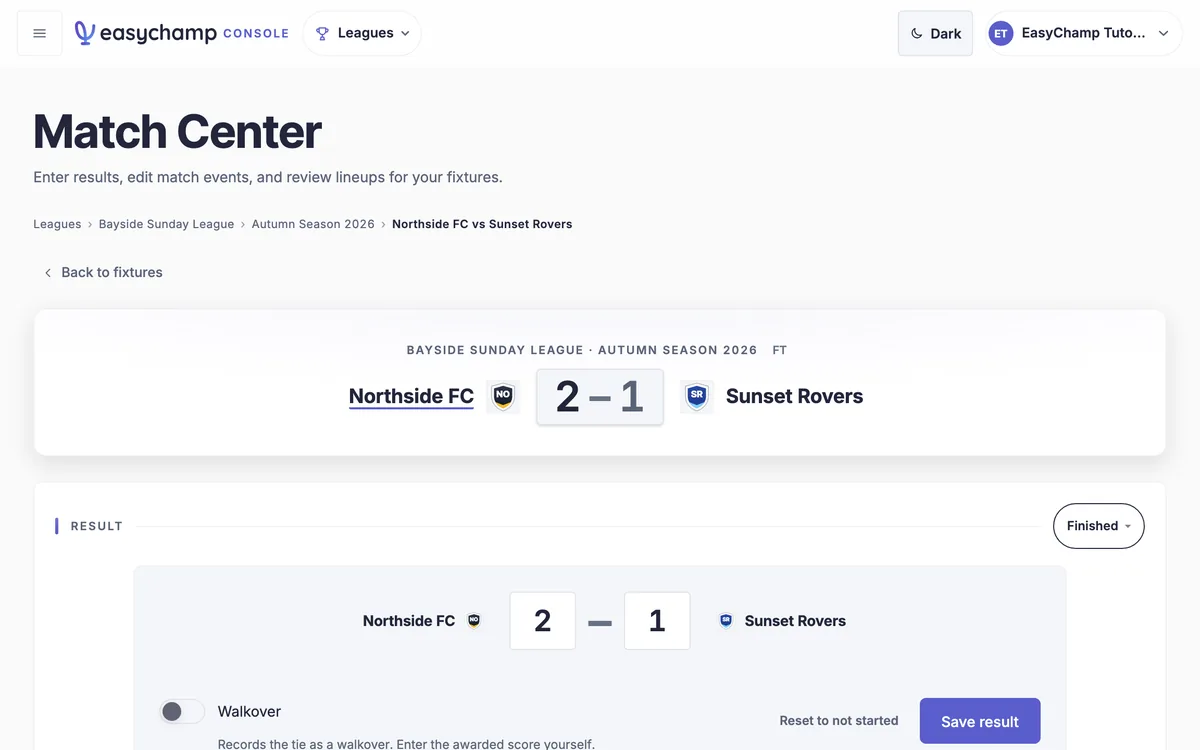 Losers drop into the losers bracket automatically